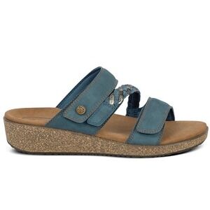 Orthofeet Carrie Blue Women 7.5 Wide Orthopedic Slide Sandals 67017 New In Box